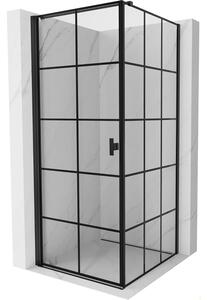 Mexen Mist-B, 1-křídlý ​​výklopný sprchový kout, levý, 70 x 70 cm, čiré sklo-černá mřížka, 8A2T-070-070-70-77-L