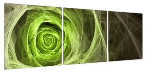 Abstraktní obraz zelené růže (120x40 cm)