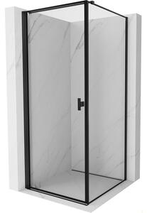Mexen Mist-B, 1-křídlý ​​výklopný sprchový kout, levý, 70 x 70 cm, čiré sklo-černý rám, 8A2T-070-070-70-70-L