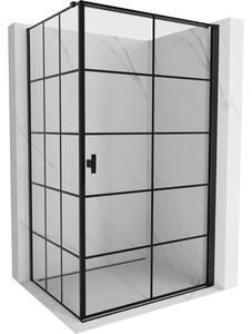 Mexen Mist-B, 1-křídlý ​​výklopný sprchový kout, pravý, 70 x 75 cm, čiré sklo-černá mřížka, 8A2T-070-075-70-77-P