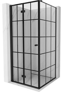 Mexen Mist-F T, 1-křídlý ​​skládací sprchový kout levý 70 x 70 cm, černá mřížka, černá - 8A6T-070-070-70-77-L