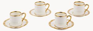 Sada porcelánových šálků na espresso's podšálky Golden, 8 dílů