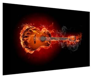 Obraz kytary v ohni (120x80 cm)