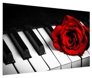 Obraz růže a klavíru (120x80 cm)