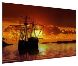 Obraz lodě při západu slunce (120x80 cm)