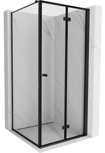 Mexen Mist-F T, 1-křídlý ​​skládací sprchový kout pravý 70 x 70 cm, čiré sklo-černý rám, 8A6T-070-070-70-70-P