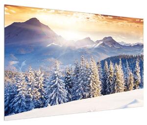 Zimní obraz lesní horské krajiny (120x80 cm)