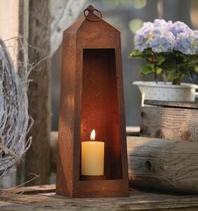 Kovová lucerna na svíčku rezavá 40 cm