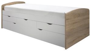 VÝSUVNÁ POSTEL, 90/200 cm, bílá, Sonoma dub MID.YOU, Online Only