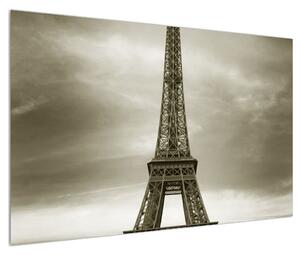 Obraz Eiffelovy věže a růžového auta (120x80 cm)