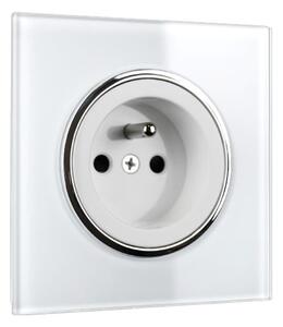 Elhard Zásuvka Rondo Glass se skleněným rámečkem, bílá - kompletní RG6100W