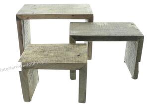 Dekorativní dřevěné stoličky Rustikal set 3 kusů