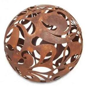 Dekorativní kovová koule Růže 35 cm rezavá
