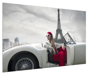 Obraz Eiffelovy věže a auta (120x80 cm)