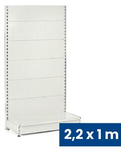 Prodejní regál jednostranný, perfo stěny, 2200 x 1000 x 450 mm, základní, bílá