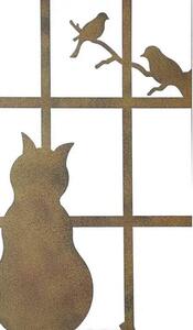 Kovová dekorace na zeď Kočka v okně