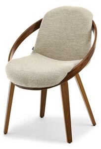 Designová jídelní židle HODA - béžová / ořech