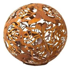Dekorativní kovová koule Růže 35 cm new rezavá
