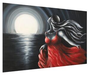 Obraz ženy v červených šatech (120x80 cm)