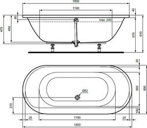 Ideal Standard Connect Air obdélníková vana 180x80 cm bílá E106801