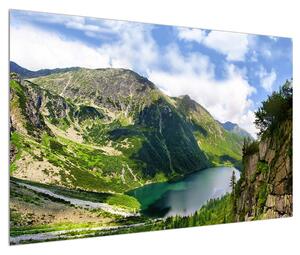 Obraz horské krajiny s jezerem (120x80 cm)