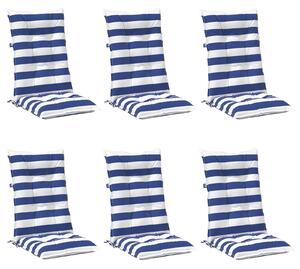 Venkovní polštář 6 pcs Modrá a bílá 120 x 50 x 7 cm Textil