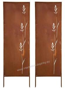 Zahradní kovový panel dekorativní s motivem trávy rezavý 159 x 49 cm