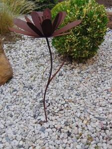 Zahradní kovový zápich květina rezavá 78 cm