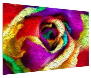 Barevný obraz abstraktní růže (120x80 cm)