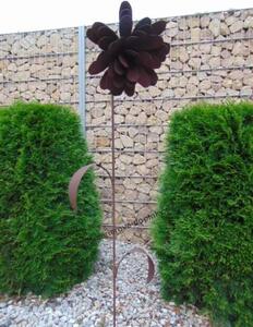 Zahradní kovový zápich květina velká rezavá 124 cm