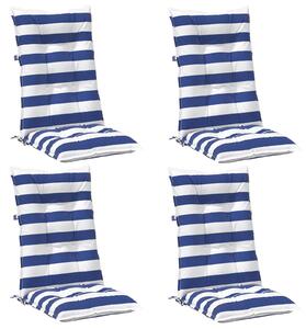 Venkovní polštář 4 pcs Modrá a bílá 120 x 50 x 7 cm Textil