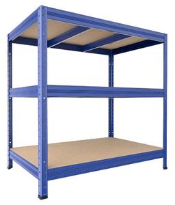 Regál do garáže Biedrax 60 x 120 x 120 cm, modrý, 3 police MDF, nosnost 200 kg na polici