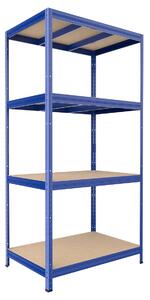 Regál do garáže Biedrax 35 x 120 x 180 cm, modrý, 4 police MDF, nosnost 200 kg na polici