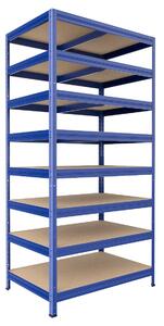Regál do technické místnosti Biedrax 35 x 60 x 210 cm, modrý, 8 polic MDF, nosnost 200 kg na polici