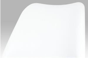 Jídelní židle bílý plast / bílá koženka / natural