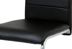 Jídelní židle, koženka černá / šedý lak