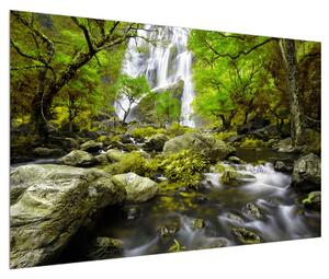 Obraz lesní krajiny s potokem (120x80 cm)