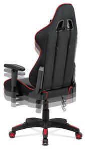 Autronic Kancelářská židle s polohovacím mechanismem černá ekokůže s červenými doplňky KA-F03 RED