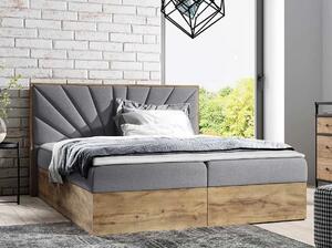 Kontinentální dvojlůžková postel 180x200 BELFLOWER 7 - dub lancelot / popelavá + topper ZDARMA