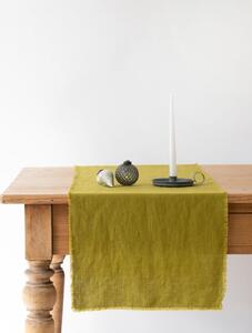 Zelený lněný běhoun na stůl Linen Tales Classic, 40 x 150 cm