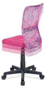 Autronic Kancelářská židle, růžová mesh, plastový kříž, síťovina černá - KA-2325 PINK