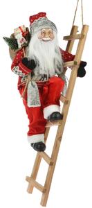 Vánoční dekorace Santa Claus na žebříku, 65 cm