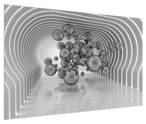 Abstraktní černobílý obraz - bubliny (120x80 cm)
