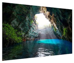 Obraz jeskyně s vodní plochou (120x80 cm)