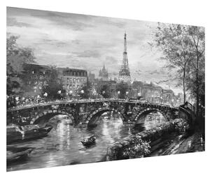 Obraz černobílé krajiny s Eiffelovou věží (120x80 cm)