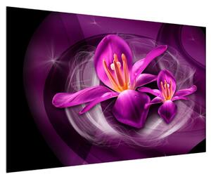 Moderní fialový obraz květů (120x80 cm)