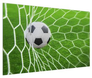 Obraz fotbalového míče v síti (120x80 cm)