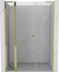 Mexen, Mexen Mist L výklopné sprchové dveře 135 cm, transparentní, zlaté - 8A4L-135-001-50-00
