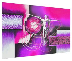 Abstraktní obraz fialových tanečníků (120x80 cm)