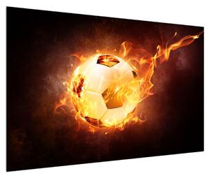 Obraz fotbalového míče v ohni (120x80 cm)